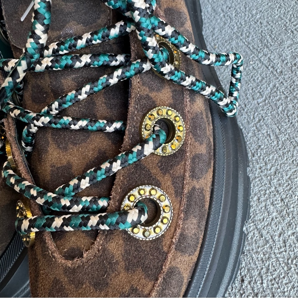 Kurt Geiger Kensington Leopard Print Suede Hiker Booties Sz 38 (US 7.5) NWOB - Picture 5 of 13